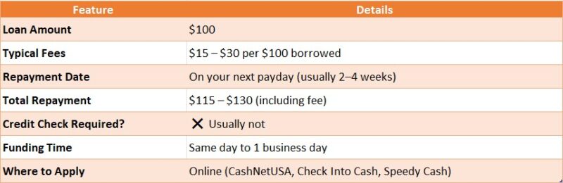 100 payday loan